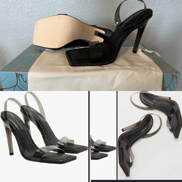 Good American Glitter‎ 4” Slingback Heels Black size 8 - Picture 2 of 7